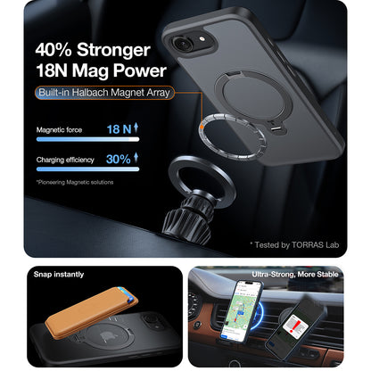 Funda MagSafe para Apple iPhone 17e / 16e, Torras, Ostand Spin, Negra