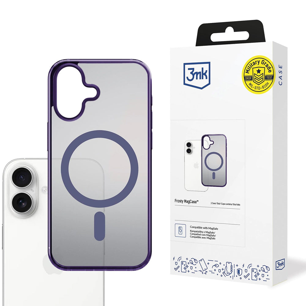Funda MagSafe para Apple iPhone 17, 3MK, Frosty MagCase, Morado