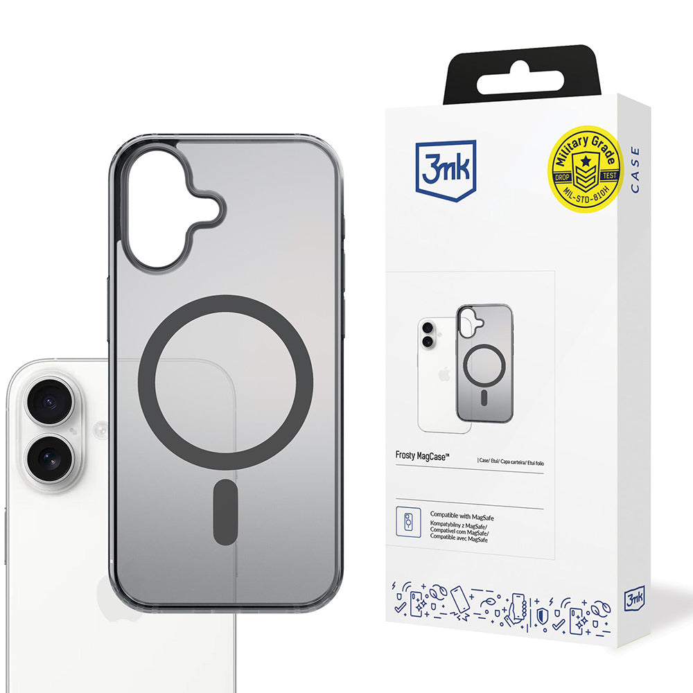 Funda MagSafe para Apple iPhone 17, 3MK, Frosty MagCase, Negra