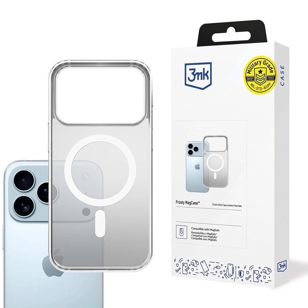 Funda MagSafe para Apple iPhone 17 Pro, 3MK, Frosty MagCase, Blanca