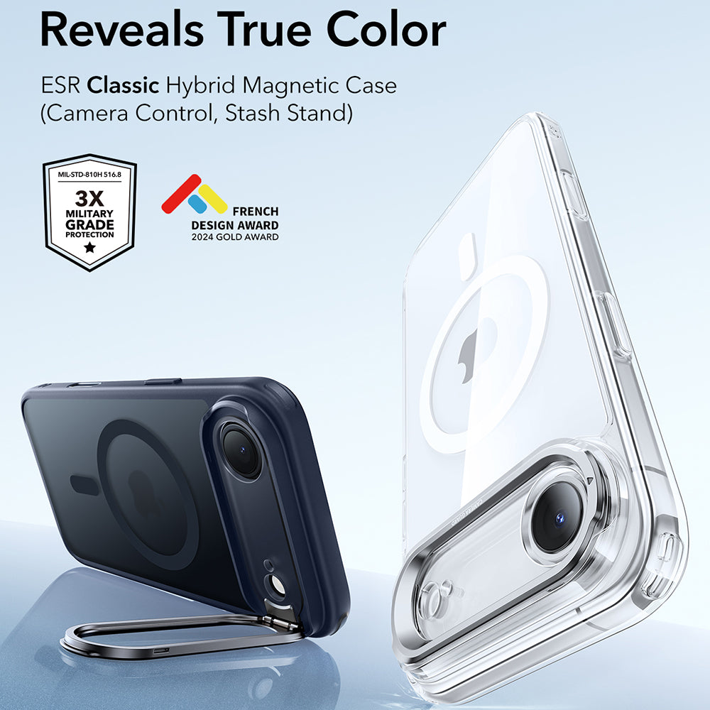 Funda MagSafe para Apple iPhone 17 Air, ESR, Classic Hybrid Kickstand, Azul Satinado