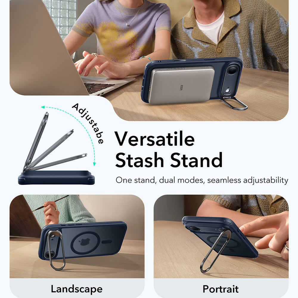 Funda MagSafe para Apple iPhone 17 Air, ESR, Classic Hybrid Kickstand, Azul Satinado