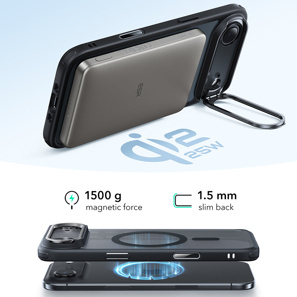 Funda MagSafe para Apple iPhone 17 Air, ESR, Classic Hybrid Kickstand, Negra Satinada