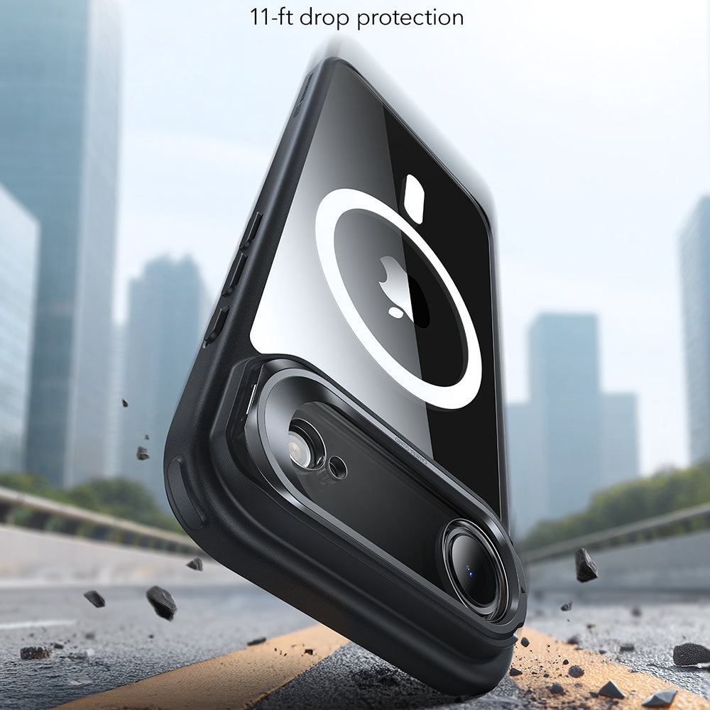 Funda MagSafe para Apple iPhone 17 Air, ESR, Classic Hybrid Kickstand, Negra Transparente