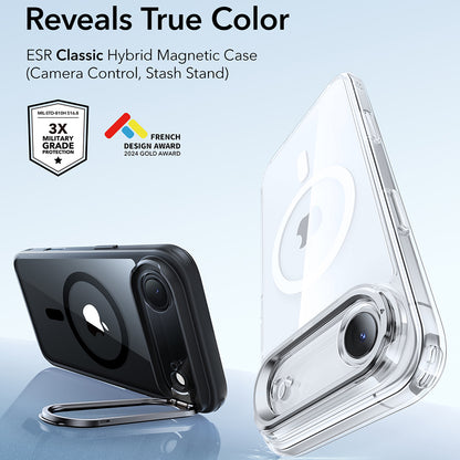 Funda MagSafe para Apple iPhone 17 Air, ESR, Classic Hybrid Kickstand, Negra Transparente