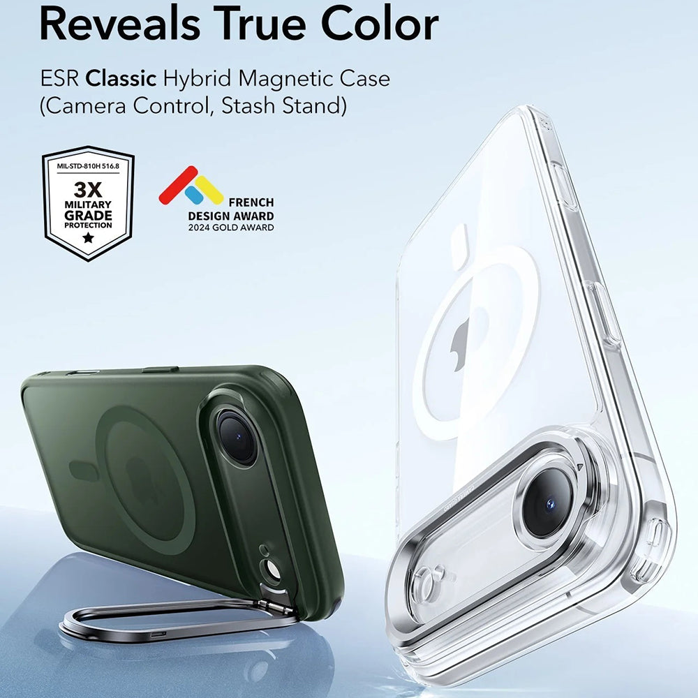 Funda MagSafe para Apple iPhone 17 Air, ESR, Classic Hybrid Kickstand, Verde Satinado
