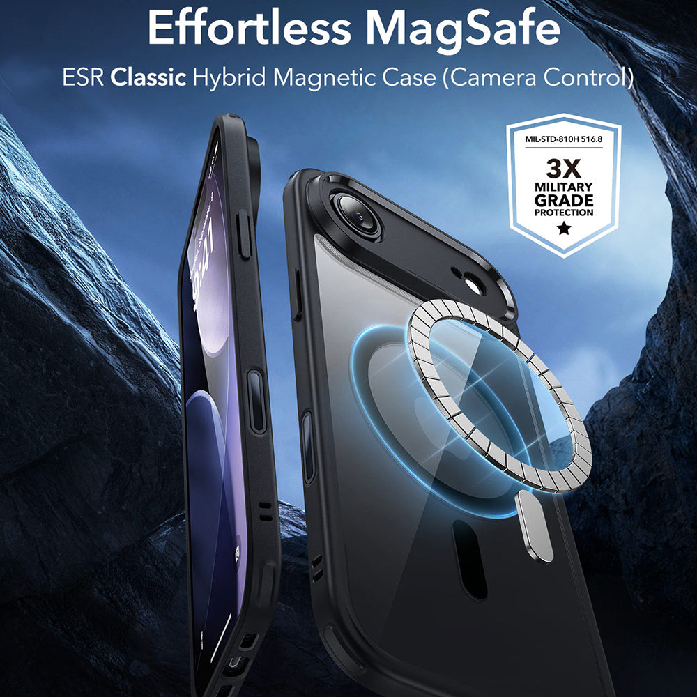 Funda MagSafe para Apple iPhone 17 Air, ESR, Classic Hybrid, Negra Transparente