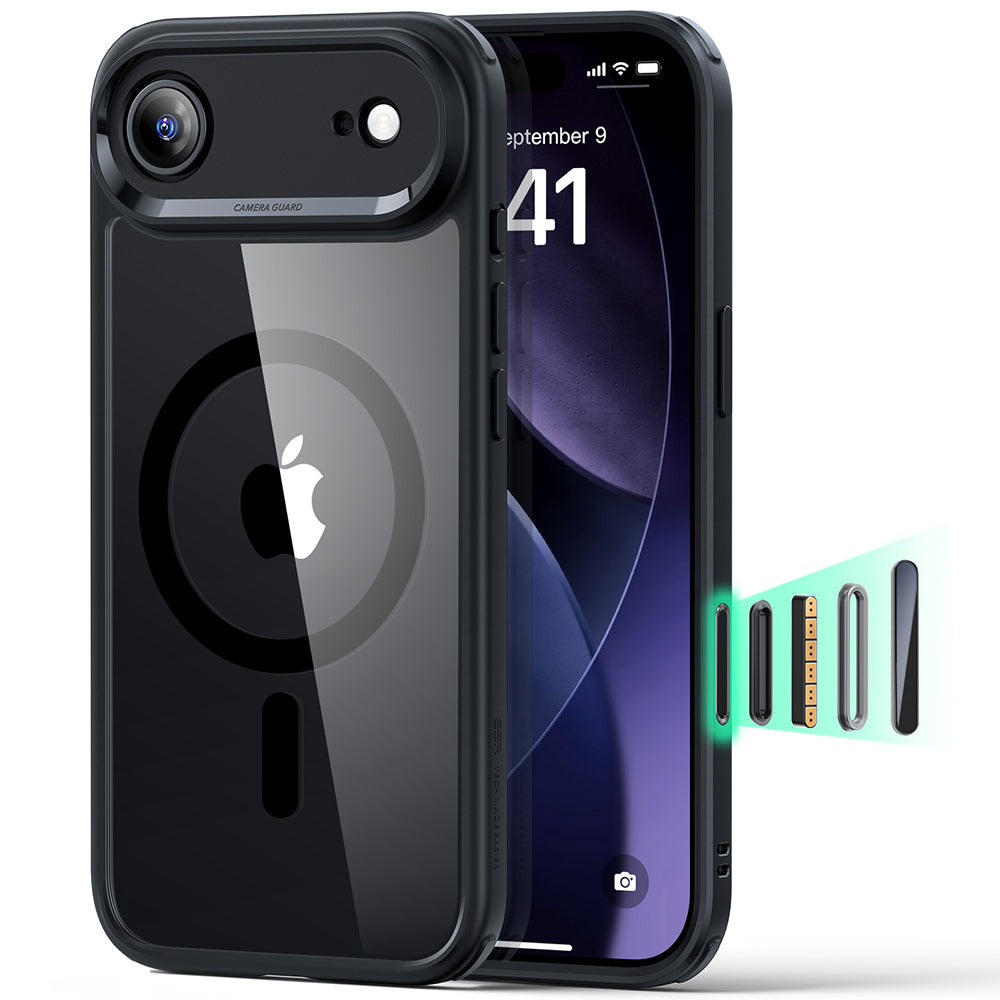 Funda MagSafe para Apple iPhone 17 Air, ESR, Classic Hybrid, Negra Transparente