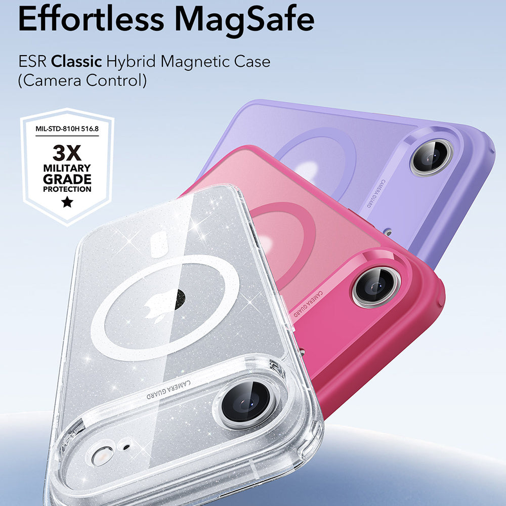 Funda MagSafe para Apple iPhone 17 Air, ESR, Classic Hybrid Shimmer, Transparente