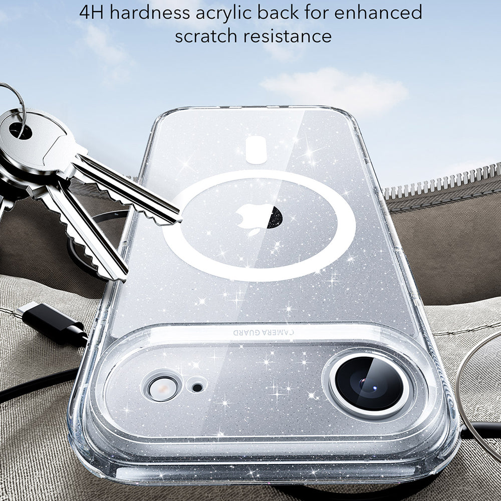 Funda MagSafe para Apple iPhone 17 Air, ESR, Classic Hybrid Shimmer, Transparente