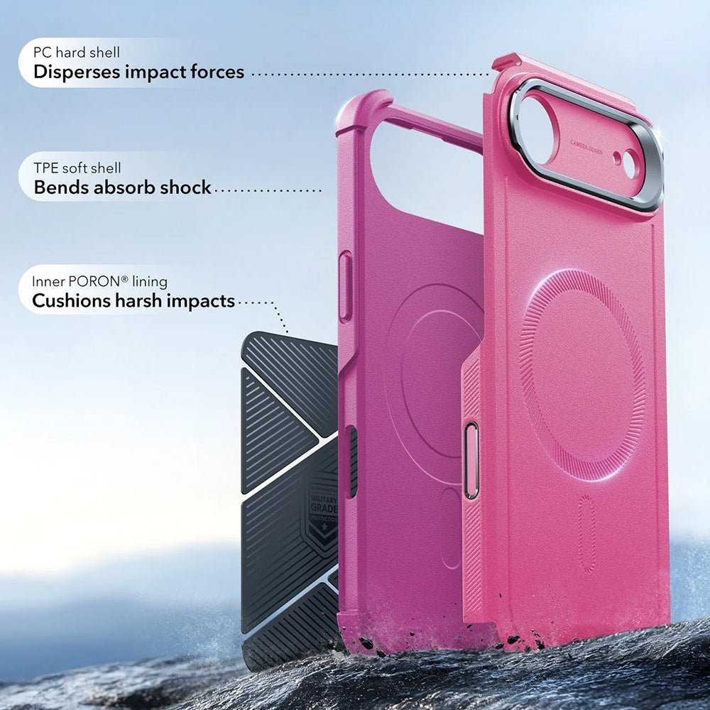 Funda MagSafe para Apple iPhone 17 Air, ESR, Cyber Armor Kickstand, Rosa