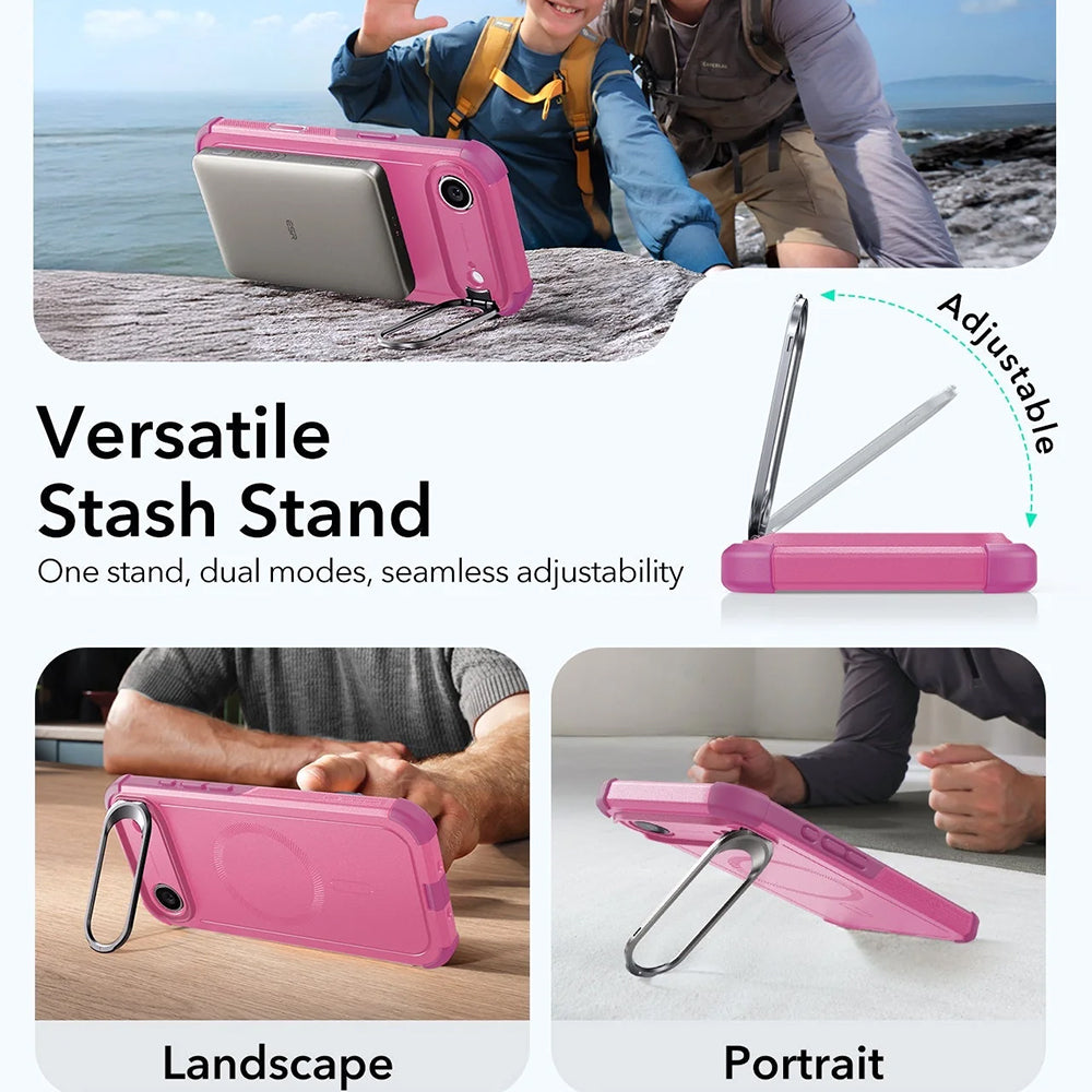Funda MagSafe para Apple iPhone 17 Air, ESR, Cyber Armor Kickstand, Rosa
