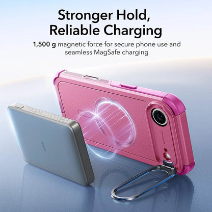 Funda MagSafe para Apple iPhone 17 Air, ESR, Cyber Armor Kickstand, Rosa