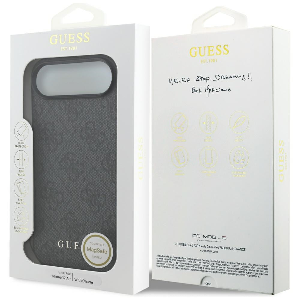 Funda MagSafe para Apple iPhone 17 Air, Guess, 4G Charm Cradle, Negra