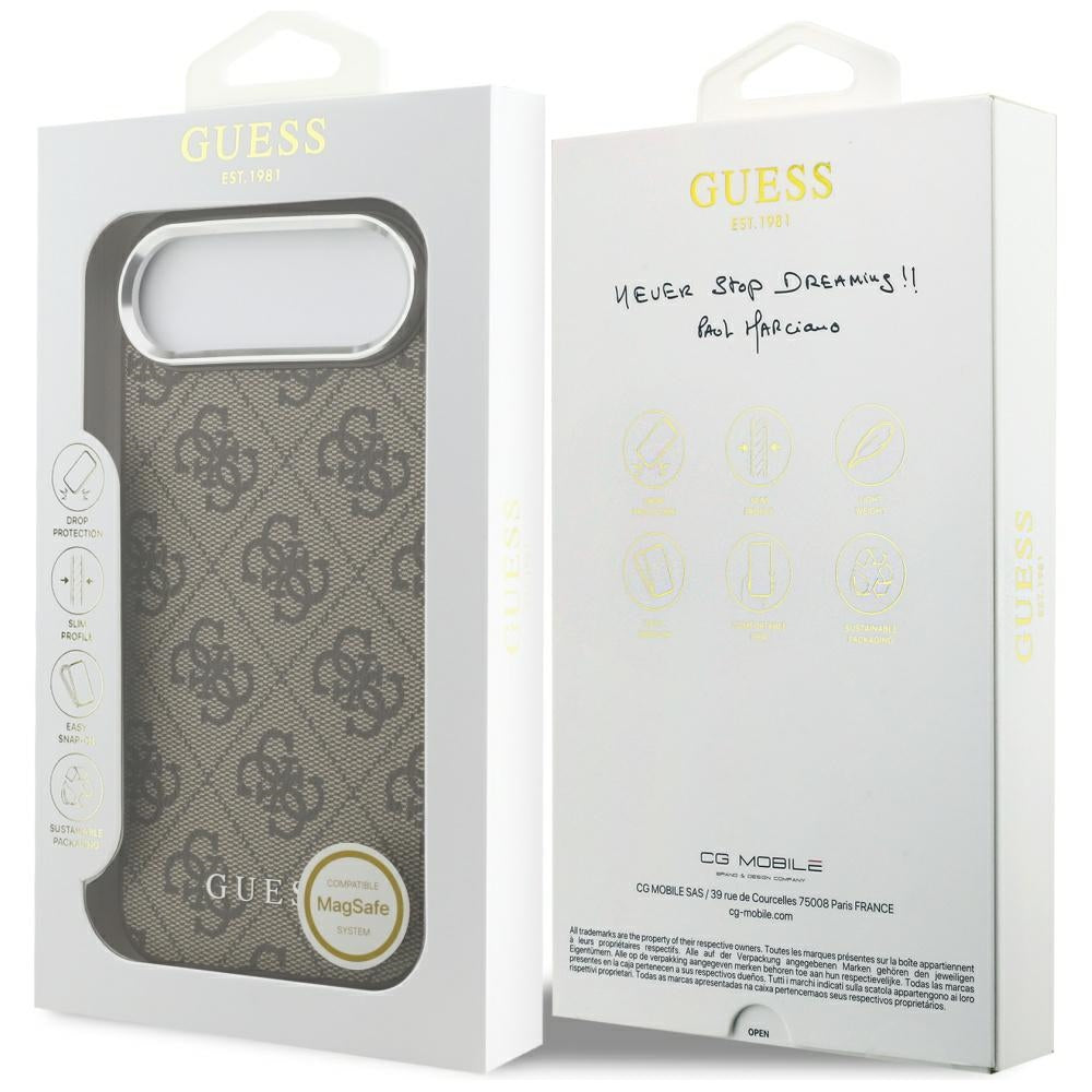 Funda MagSafe para Apple iPhone 17 Air, Guess, 4G Classic Logo, Marrón.