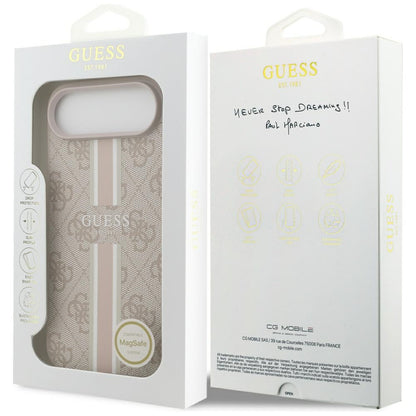 Funda MagSafe para Apple iPhone 17 Air, Guess, 4G Printed Stripes, Rosa