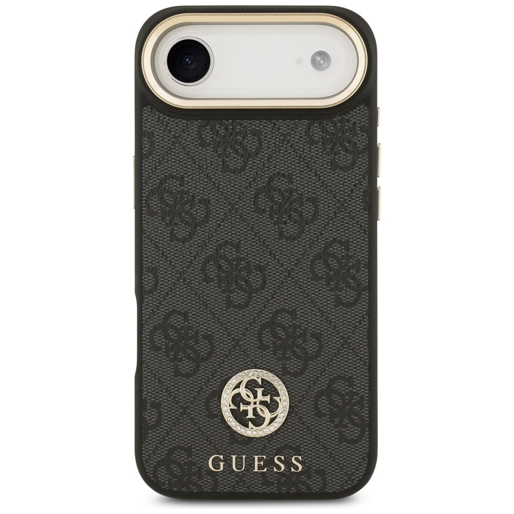 Funda MagSafe para Apple iPhone 17 Air, Guess, 4G Strass Logo con Correa Grande, Negra