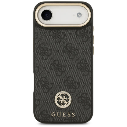 Funda MagSafe para Apple iPhone 17 Air, Guess, 4G Strass Logo con Correa Grande, Negra