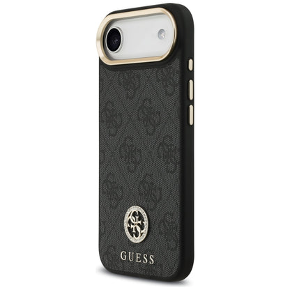 Funda MagSafe para Apple iPhone 17 Air, Guess, 4G Strass Logo con Correa Grande, Negra