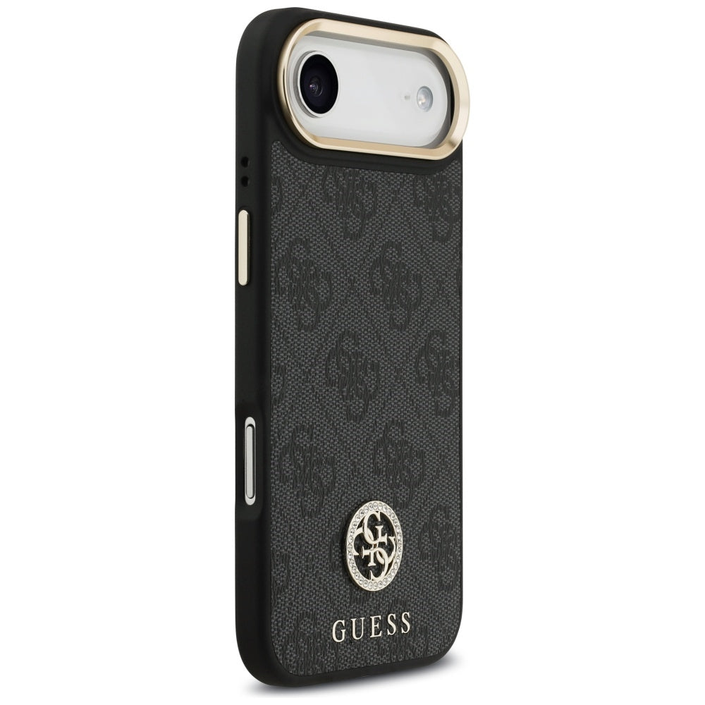 Funda MagSafe para Apple iPhone 17 Air, Guess, 4G Strass Logo con Correa Grande, Negra