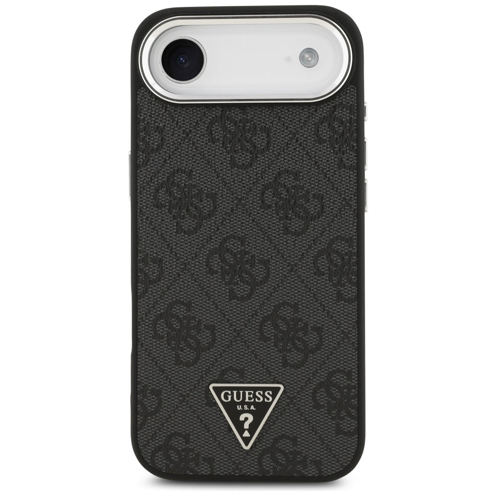 Funda MagSafe para Apple iPhone 17 Air, Guess, Logo Triángulo 4G, Negra Plateada