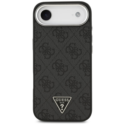 Funda MagSafe para Apple iPhone 17 Air, Guess, Logo Triángulo 4G, Negra Plateada