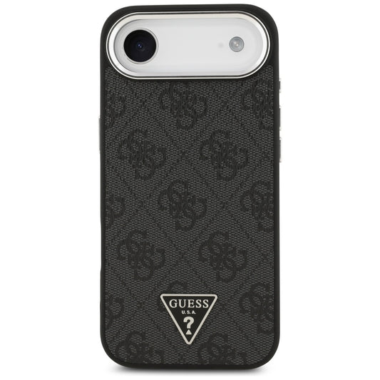 Funda MagSafe para Apple iPhone 17 Air, Guess, Logo Triángulo 4G, Negra Plateada