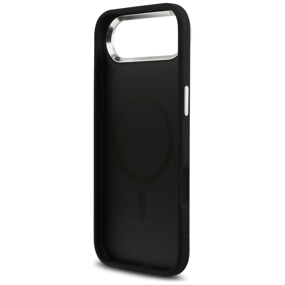 Funda MagSafe para Apple iPhone 17 Air, Guess, Logo Triángulo 4G, Negra Plateada