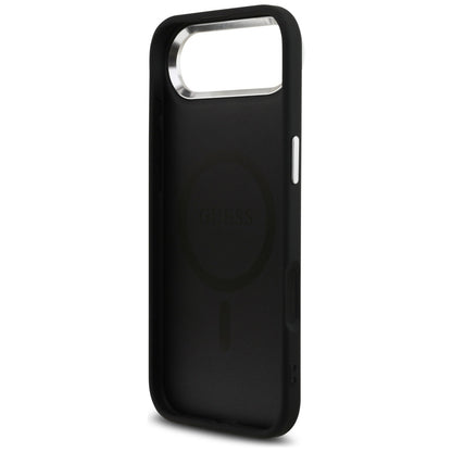 Funda MagSafe para Apple iPhone 17 Air, Guess, Logo Triángulo 4G, Negra Plateada
