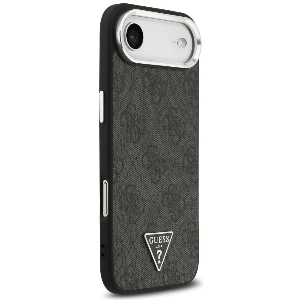 Funda MagSafe para Apple iPhone 17 Air, Guess, Logo Triángulo 4G, Negra Plateada