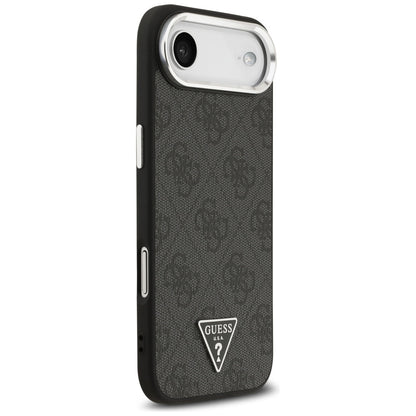 Funda MagSafe para Apple iPhone 17 Air, Guess, Logo Triángulo 4G, Negra Plateada