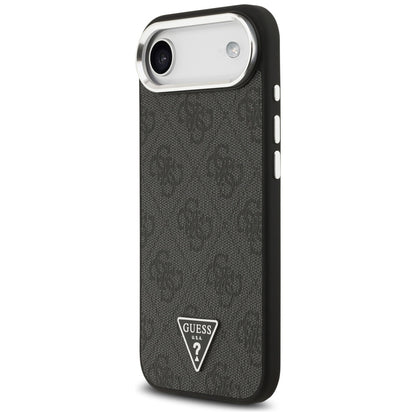 Funda MagSafe para Apple iPhone 17 Air, Guess, Logo Triángulo 4G, Negra Plateada