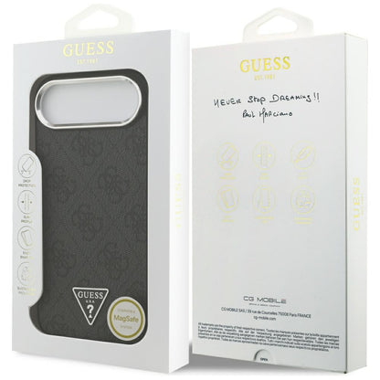 Funda MagSafe para Apple iPhone 17 Air, Guess, Logo Triángulo 4G, Negra Plateada