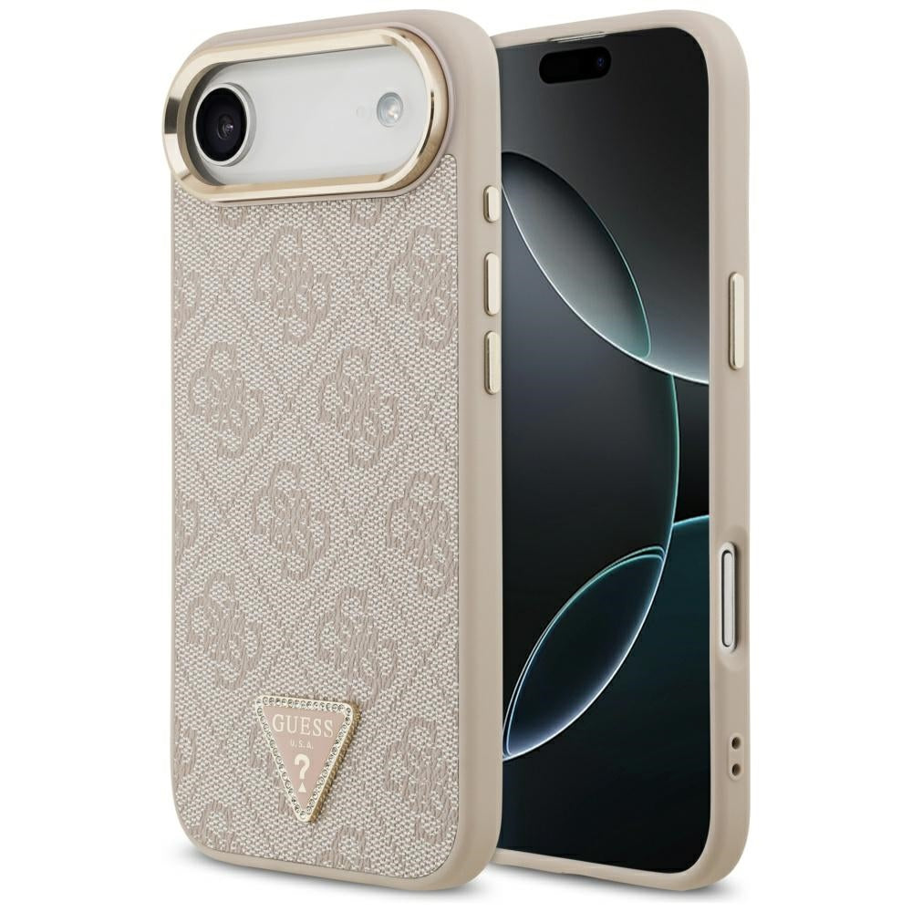 Funda MagSafe para Apple iPhone 17 Air, Guess, Logo Triángulo 4G, Rosa Dorado