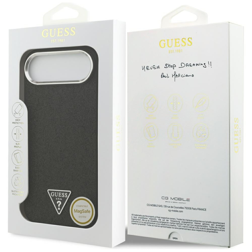 Funda MagSafe para Apple iPhone 17 Air, Guess, Glitter Triangle Logo, Negra