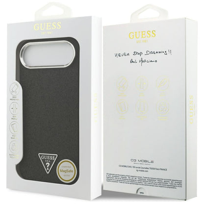Funda MagSafe para Apple iPhone 17 Air, Guess, Glitter Triangle Logo, Negra