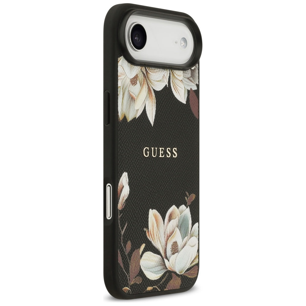Funda MagSafe para Apple iPhone 17 Air, Guess, Grained Flowers, Negra