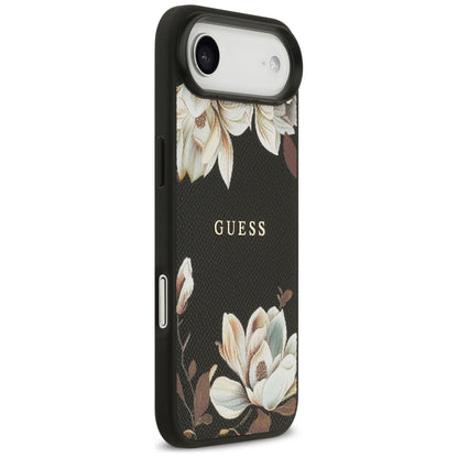 Funda MagSafe para Apple iPhone 17 Air, Guess, Grained Flowers, Negra
