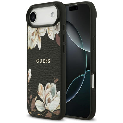 Funda MagSafe para Apple iPhone 17 Air, Guess, Grained Flowers, Negra