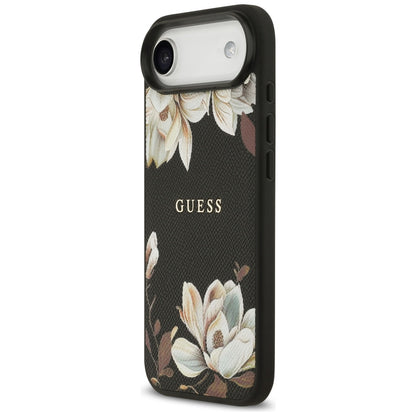 Funda MagSafe para Apple iPhone 17 Air, Guess, Grained Flowers, Negra