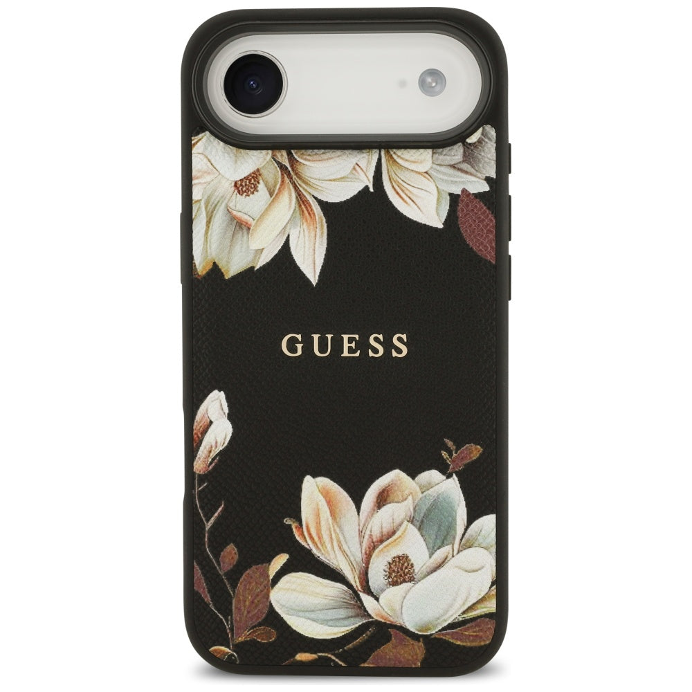 Funda MagSafe para Apple iPhone 17 Air, Guess, Grained Flowers, Negra