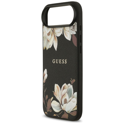 Funda MagSafe para Apple iPhone 17 Air, Guess, Grained Flowers, Negra
