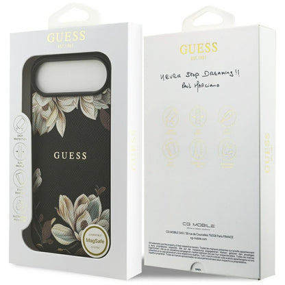 Funda MagSafe para Apple iPhone 17 Air, Guess, Grained Flowers, Negra