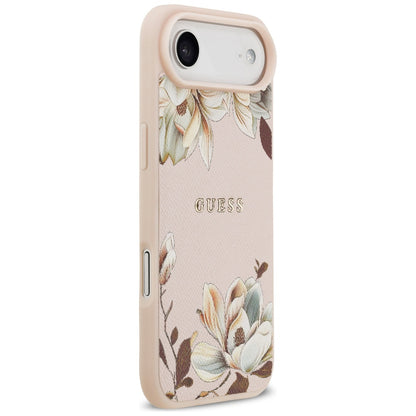 Funda MagSafe para Apple iPhone 17 Air, Guess, Grained Flowers, Rosa.