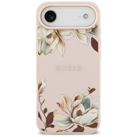 Funda MagSafe para Apple iPhone 17 Air, Guess, Grained Flowers, Rosa.