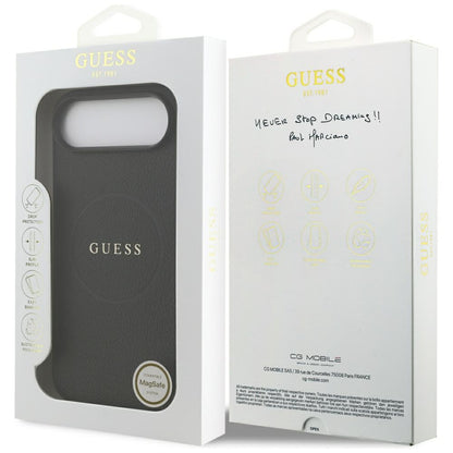 Funda MagSafe para Apple iPhone 17 Air, Guess, Grained Gold Ring, Negra