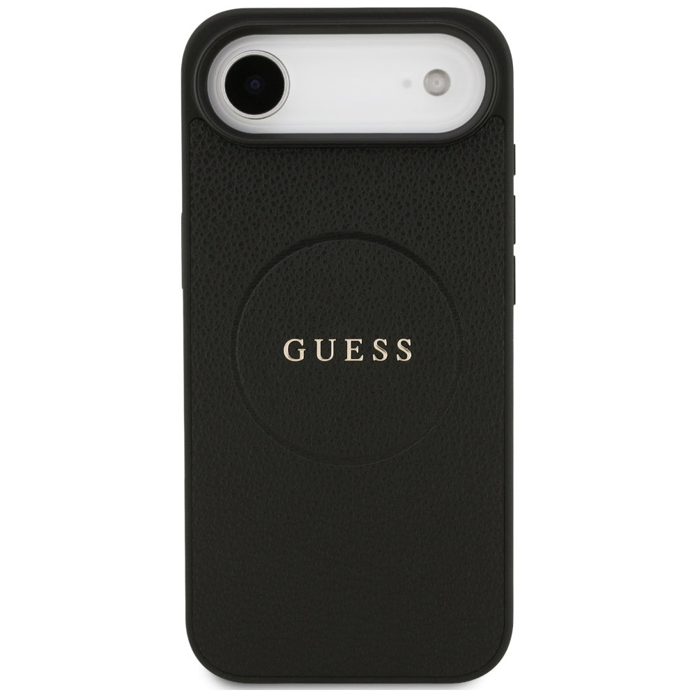 Funda MagSafe para Apple iPhone 17 Air, Guess, Grained Gold Ring, Negra