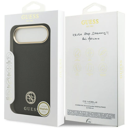 Funda MagSafe para Apple iPhone 17 Air, Guess, Grained Strass Logo, Negra