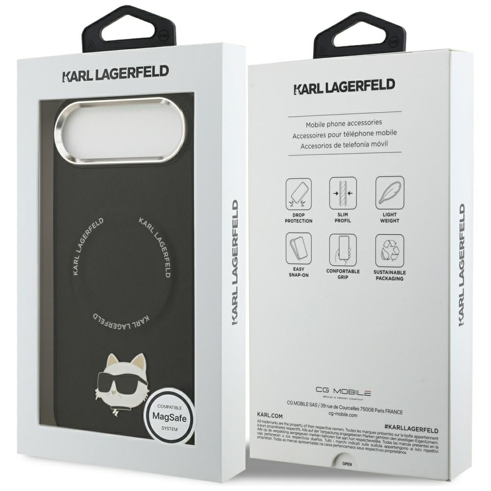 Funda MagSafe para Apple iPhone 17 Air, Karl Lagerfeld, Choupette Pin, Negra