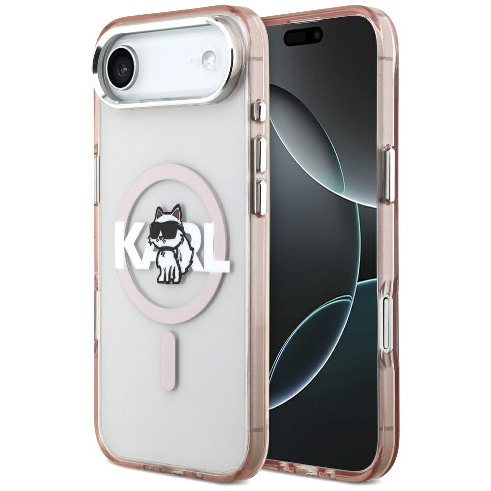 Funda MagSafe para Apple iPhone 17 Air, Karl Lagerfeld, IML Sketch Logo Choupette, Rosa.